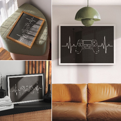 Arte de pared Tema de juego minimalista en blanco y negro con forma de corazón