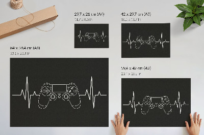 Arte de pared Tema de juego minimalista en blanco y negro con forma de corazón