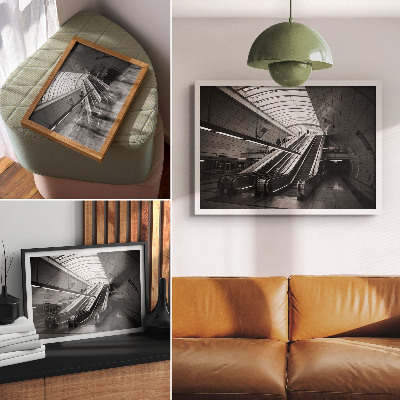 Arte de pared Escalera mecánica interior de arquitectura moderna