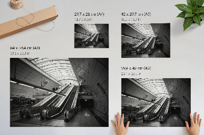 Arte de pared Escalera mecánica interior de arquitectura moderna