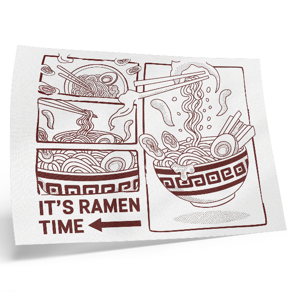 Lámina para cuadro Ramen al estilo cómic con vapor