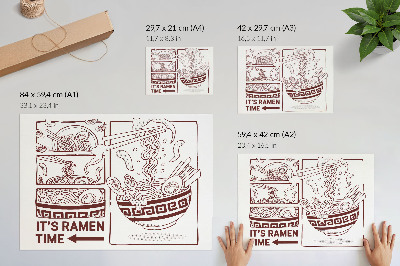 Lámina para cuadro Ramen al estilo cómic con vapor
