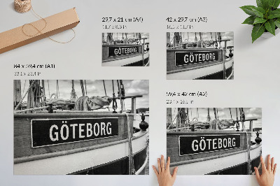 Póster Detalle de un barco retro en blanco y negro.