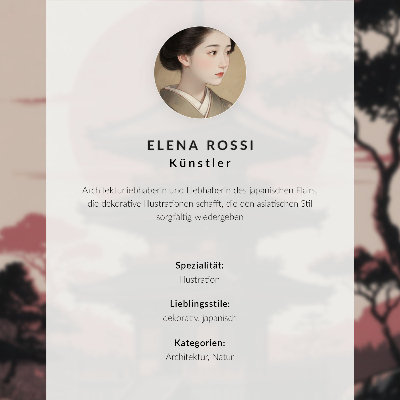 Lámina para cuadro Paisaje con arquitectura japonesa y cerezos en flor.