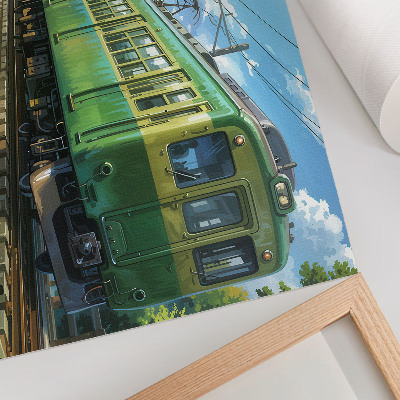 Arte de pared Tren ilustrativo en un paisaje costero.