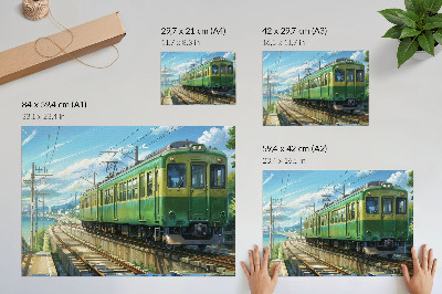 Arte de pared Tren ilustrativo en un paisaje costero.