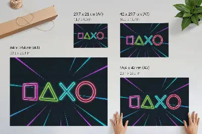 Lámina para cuadro con diseño futurista de formas de neón en colores dinámicos