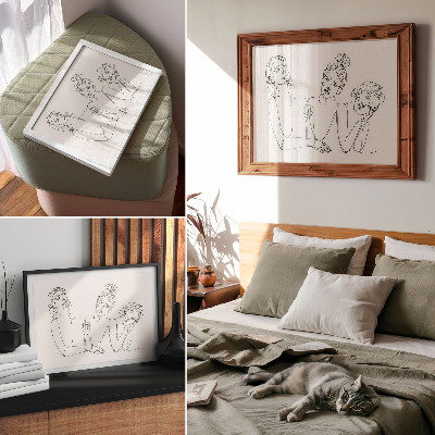 Arte de pared Líneas en blanco y negro, delicadeza, intimidad de las figuras