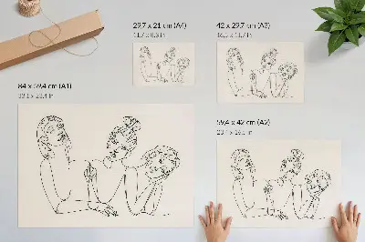 Arte de pared líneas en blanco y negro con figuras delicadas e íntimas