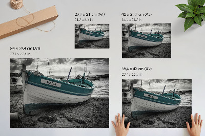 Lámina para cuadro Barco en la playa, paz, sueño, aventura