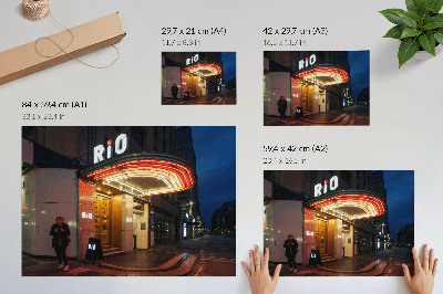 Arte de pared Luces de neón de cine retro color crema