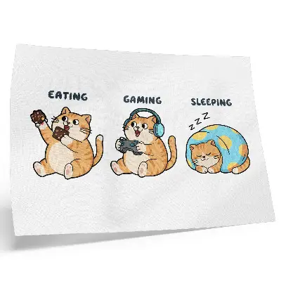 Póster Divertidas ilustraciones de gatos lindos y divertidos