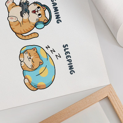 Póster con divertidas ilustraciones de gatos lindos