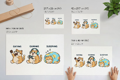 Póster con divertidas ilustraciones de gatos lindos