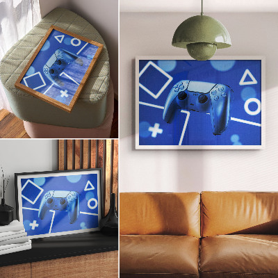 Lámina para cuadro fondo geométrico azul de mando de videojuegos