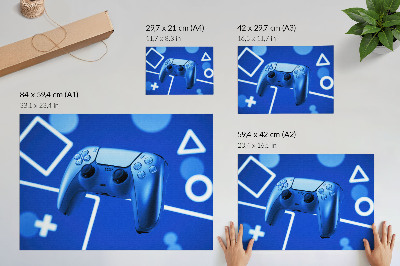 Lámina para cuadro fondo geométrico azul de mando de videojuegos