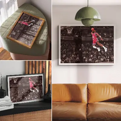 Arte de pared ilustración de colores contrastantes con motivo deportivo dinámico