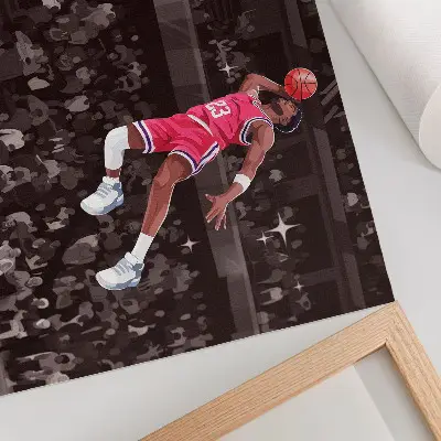 Arte de pared ilustración de colores contrastantes con motivo deportivo dinámico