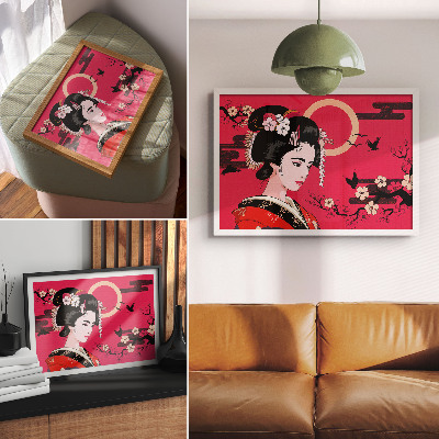 Póster Composición floral moderna con motivos orientales