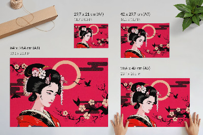 Póster Composición floral moderna con motivos orientales