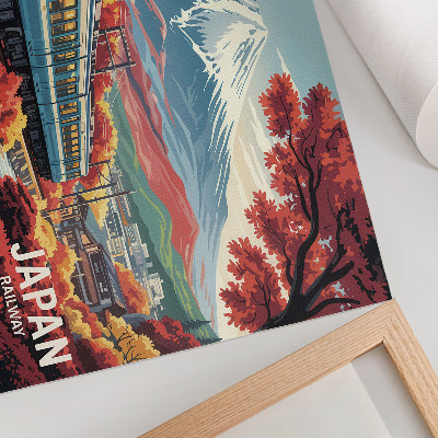 Arte de pared Un tren con el telón de fondo de las montañas y los colores otoñales de la naturaleza.