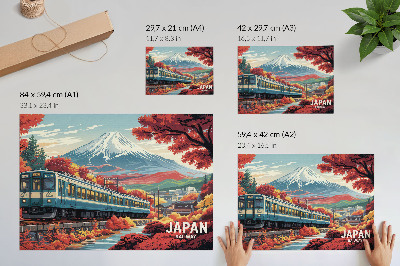 Arte de pared Un tren con el telón de fondo de las montañas y los colores otoñales de la naturaleza.