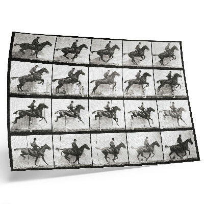 Arte de pared Lámina 640 de Locomoción animal (1887), fotografía de un jinete tomada por Eadweard Muybridge.
