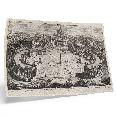 Arte de pared El patio frente al Vaticano con dos largas columnatas curvas coronadas con esculturas.