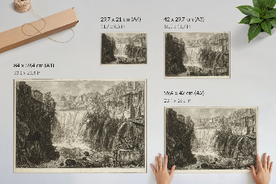 Póster Vista de la Gran Cascada de Tivoli, de Vistas de Roma de Giovanni Battista Piranesi