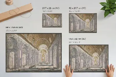 Arte de pared vista del interior de la Basílica de San Pedro en el Vaticano por anónimo y Giovanni Battista Piranesi