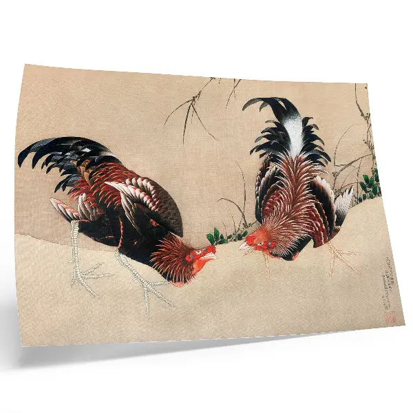 Arte de pared pinturas de Katsushika Hokusai Gallos de 1838