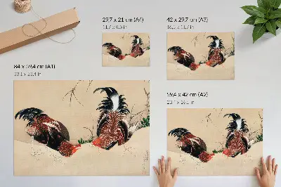 Arte de pared pinturas de Katsushika Hokusai Gallos de 1838
