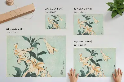 Lámina para cuadro de Lirios de Katsushika Hokusai (ca. 1833-1834) en alta resolución
