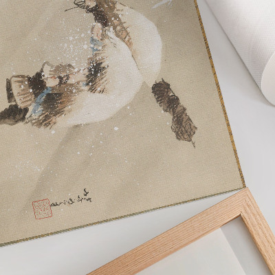 Arte de pared Un pescador con una red en la nieve (ca. 1821) en alta resolución, de Katsushika Hokusai.