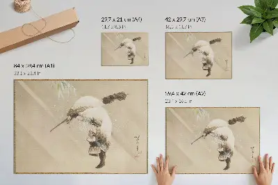 Arte de pared cuadro de alta resolución Un pescador con una red en la nieve de Katsushika Hokusai, ca. 1821