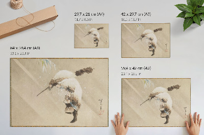 Arte de pared Un pescador con una red en la nieve (ca. 1821) en alta resolución, de Katsushika Hokusai.