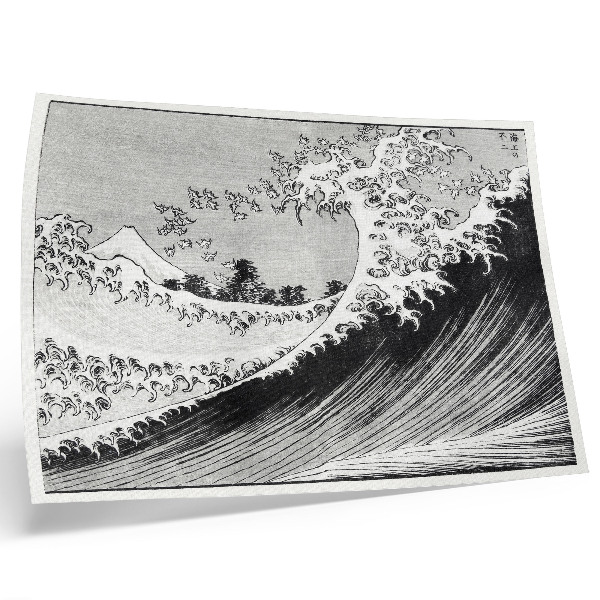 Póster Cien vistas del monte Fuji (1835) de Hokusai, grabado japonés antiguo en madera.