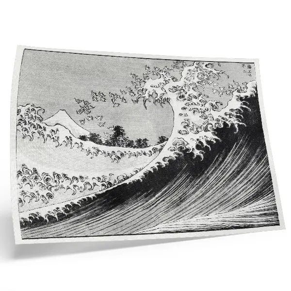 Póster de Cien vistas del monte Fuji de Hokusai grabado japonés antiguo en madera de 1835