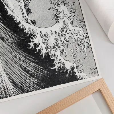 Póster de Cien vistas del monte Fuji de Hokusai grabado japonés antiguo en madera de 1835