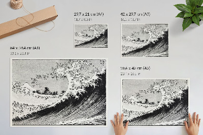 Póster Cien vistas del monte Fuji (1835) de Hokusai, grabado japonés antiguo en madera.