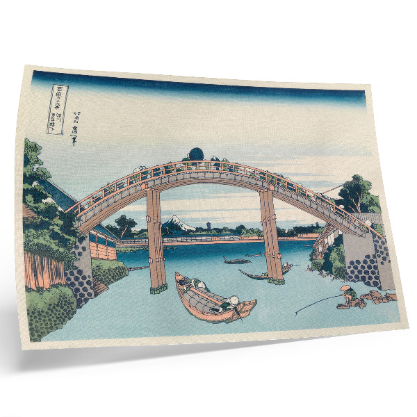 Póster Vista desde debajo del puente Mannenbashi en Fukagawa, 1985, por Katsushika Hokusai
