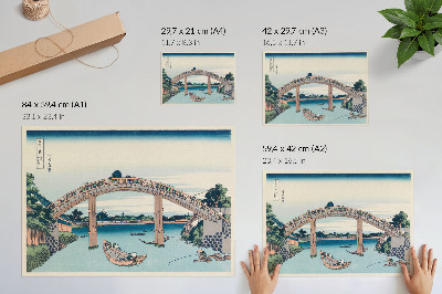 Póster Vista desde debajo del puente Mannenbashi en Fukagawa, 1985, por Katsushika Hokusai