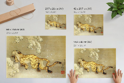 Lámina para cuadro Katsushika Hokusai (1760–1849), Tigre en la nieve. Rollo colgante, tinta y color sobre seda, 1849.