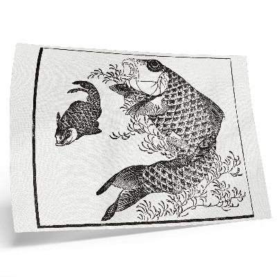Arte de pared La carpa de Hokusai, una ilustración japonesa de animales.