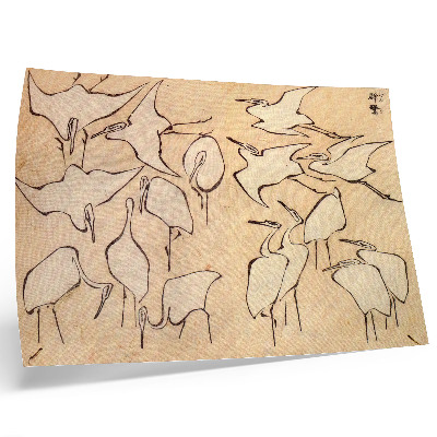 Lámina para cuadro Garzas de Katsushika Hokusai, extraídas de 