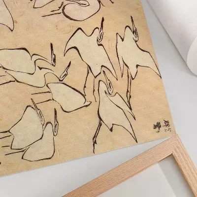 Lámina para cuadro de garzas de Katsushika Hokusai, extraída de Lecciones rápidas de dibujo simplificado (1823)