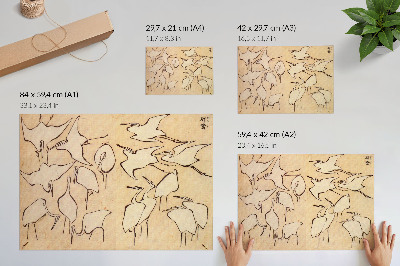 Lámina para cuadro Garzas de Katsushika Hokusai, extraídas de 