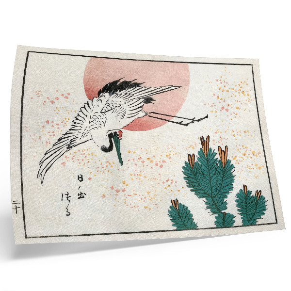 Arte de pared Grabado en madera de una grulla japonesa (1826–1869)