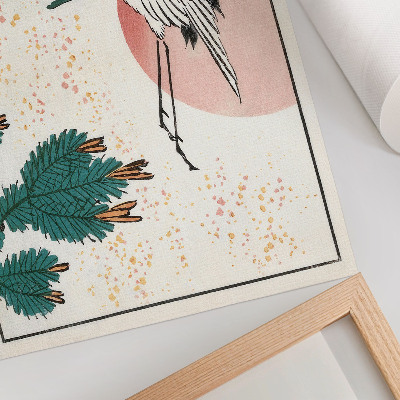 Arte de pared Grabado en madera de una grulla japonesa (1826–1869)