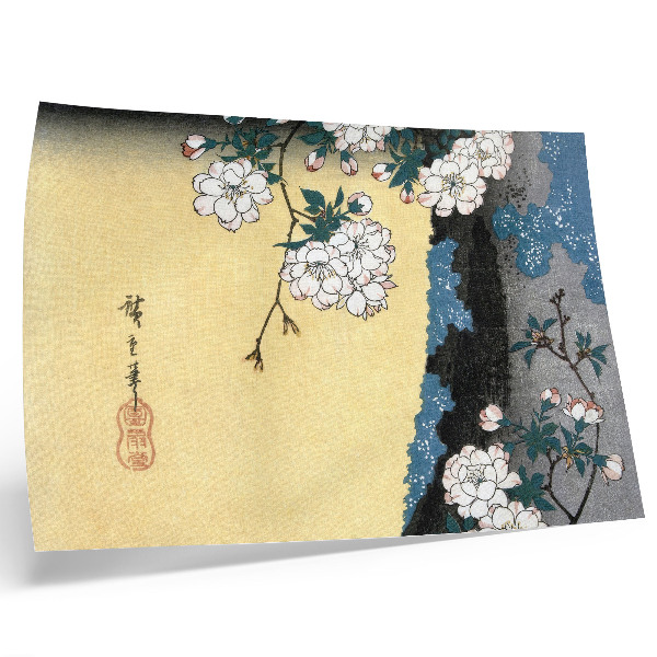 Lámina para cuadro Flores de cerezo japonesas (1837) – grabado en madera antiguo de Utagawa Hiroshige